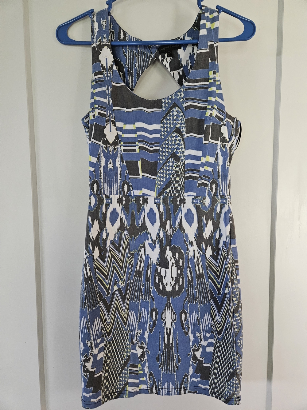 Jealous Tomato Blue Abstract Print Open Back Dress